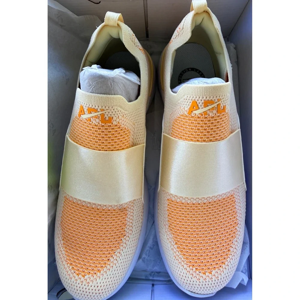 APL TechLoom Bliss Mens 11 Yellow Orange Slip‎ On Running Shoes Sneakers 0923XC